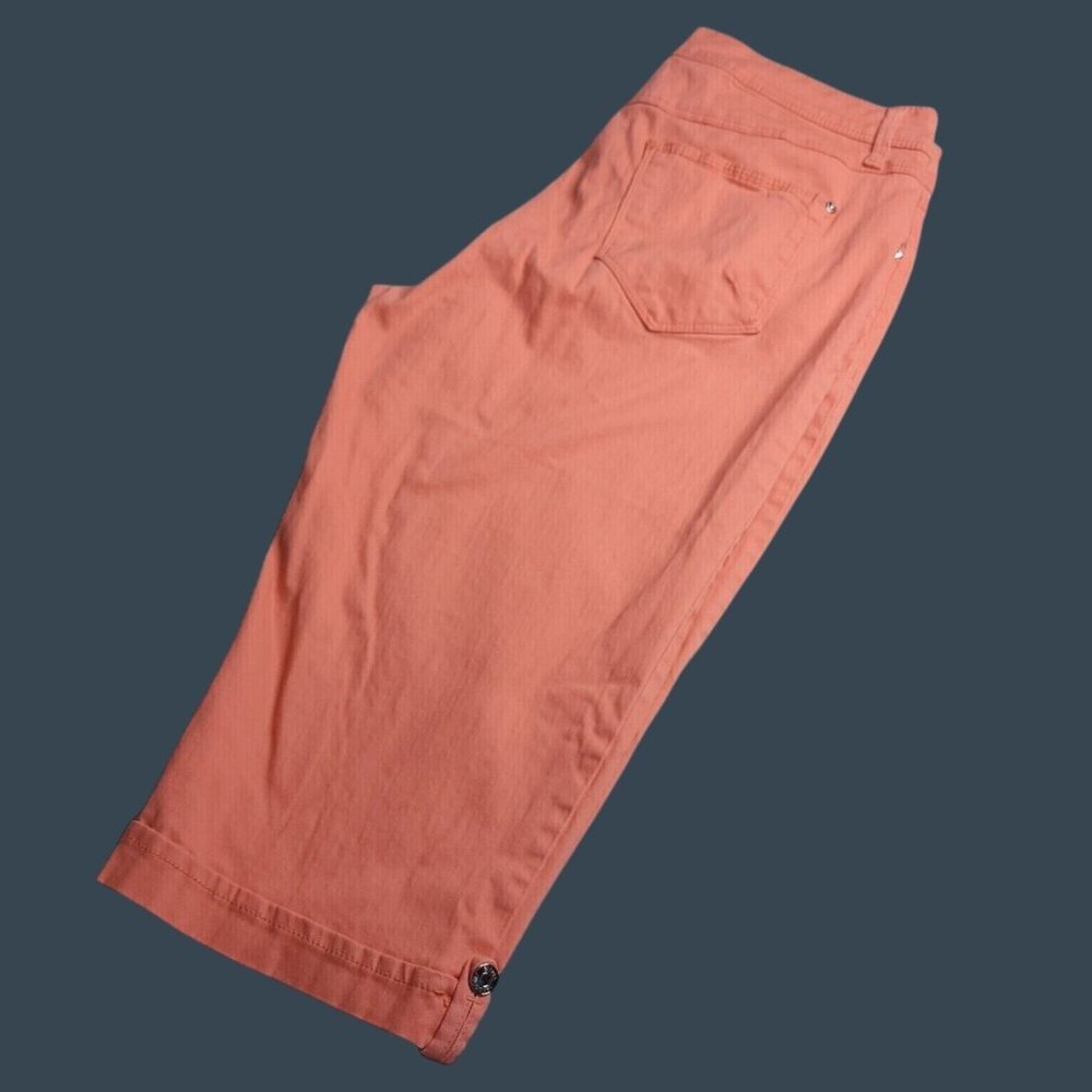 Gloria Vanderbilt All Around Slimming Skimmer Capri Jeans 12 Coral High Rise